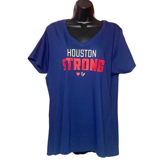NFL Pro Line Fanatics Texans Women's‎ Navy Houston Strong V-Neck Shirt Sz XL NWT - Picture 3 of 10